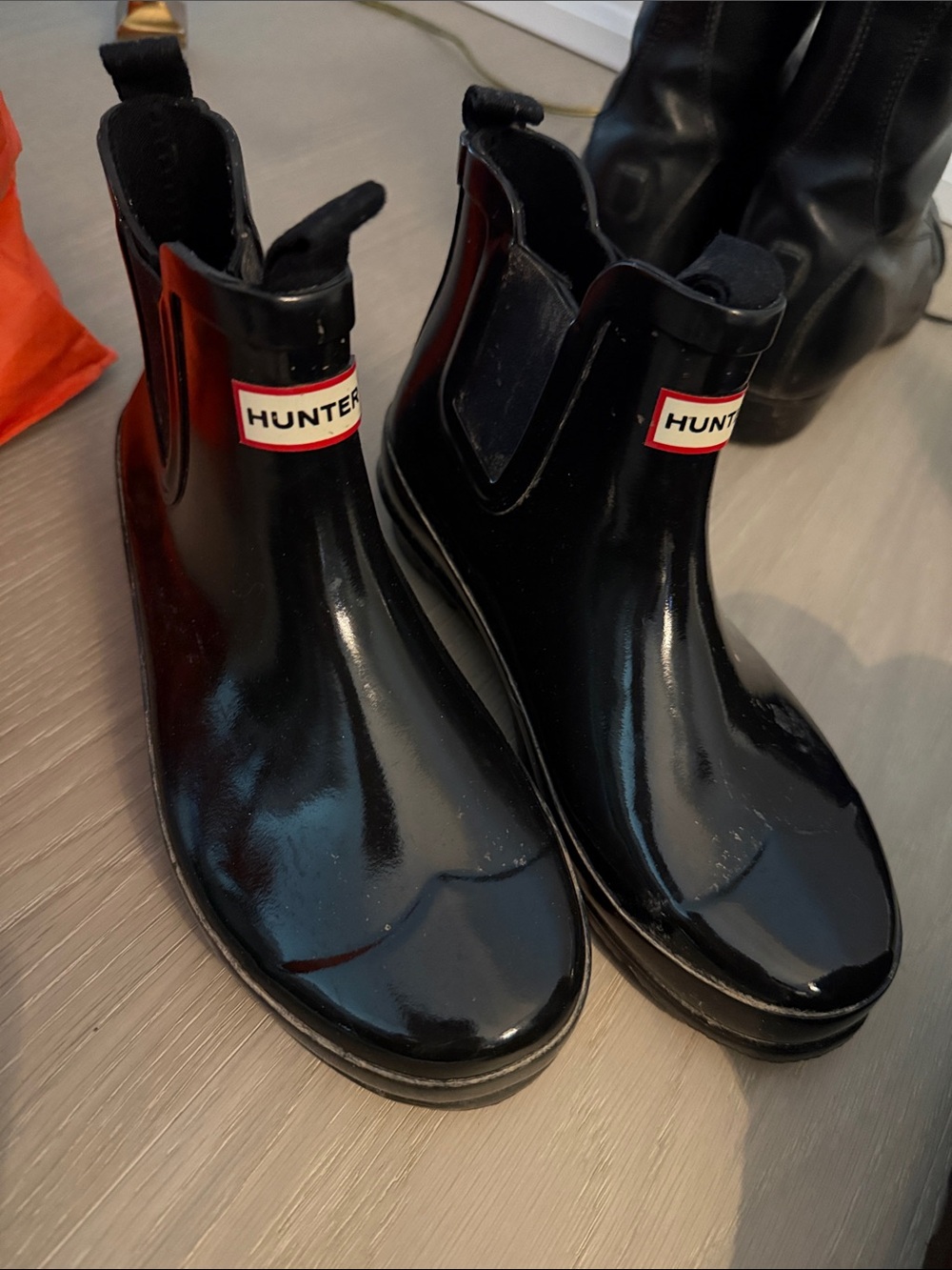 Hunter Kids Glossy Black Chelsea Rain Boots